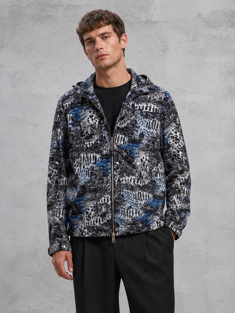 Burberry Boat Harbor Print Nylon Hooded Jacket Rare Novelty Coastal 🌊⚓️ Men’s 52